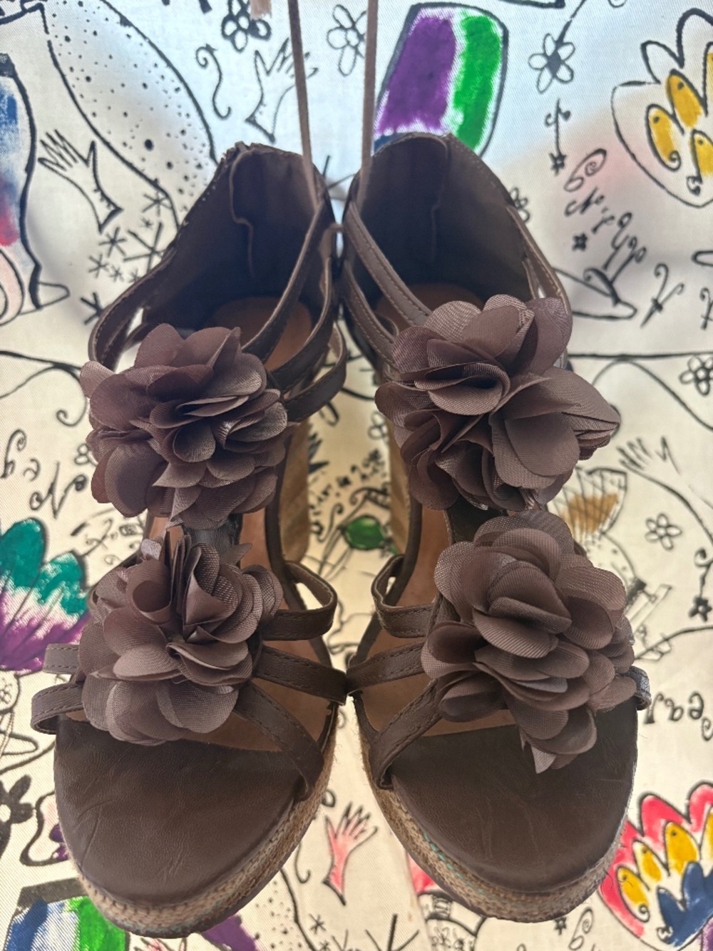 Open-toe platform wedge- Non-leather.